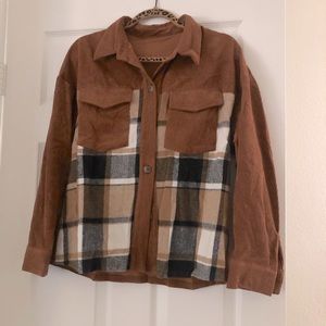 SHEIN SMALL SHACKET brown with flannel details